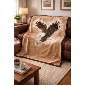 Vintage Biederlack Bald Eagle Throw Blanket 53x71 Reversible Made in Germany